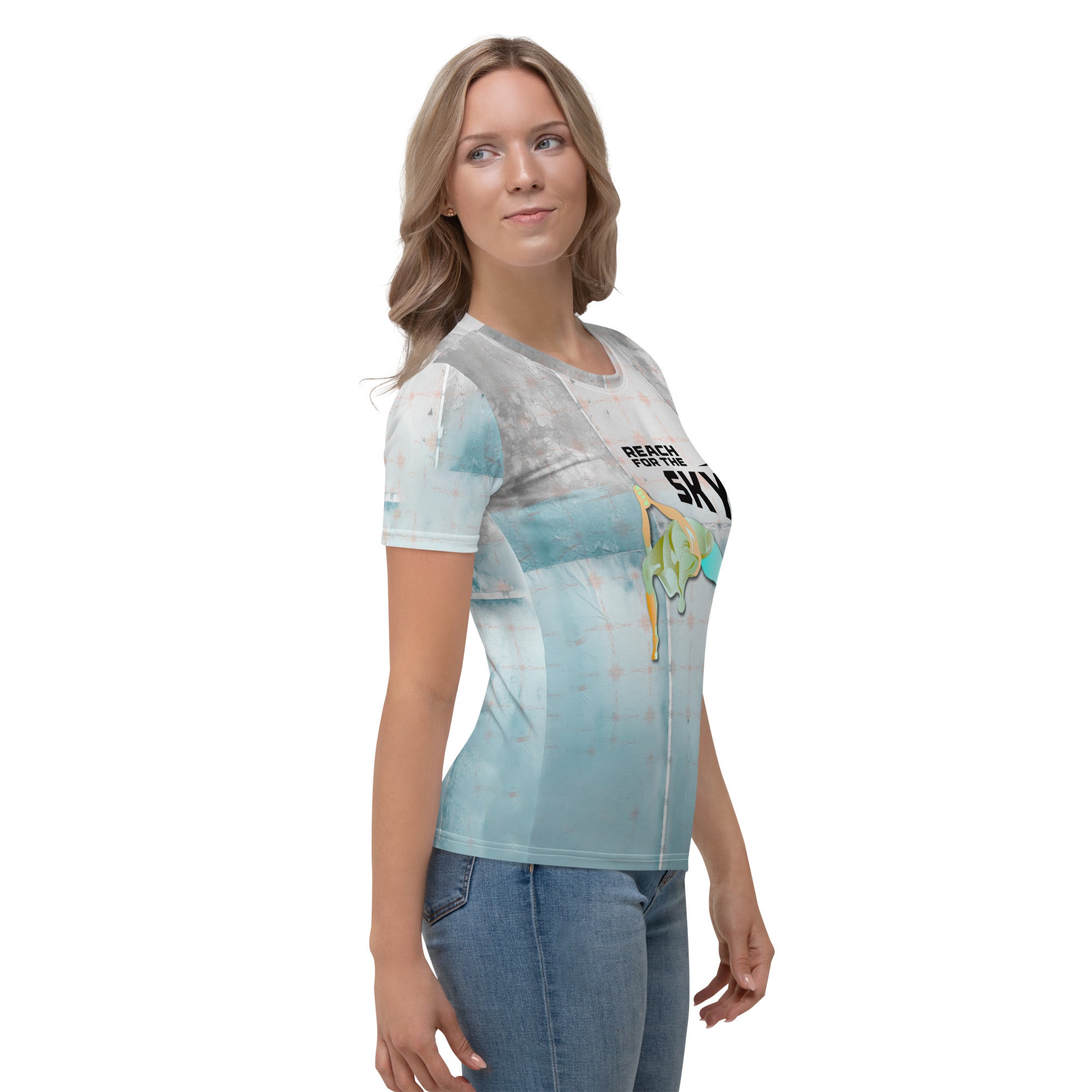 Serene and elegant Flowing Lotus design on women's crew neck.