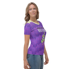 Fashionable women's crew neck with dynamic Cobra Pose imagery.