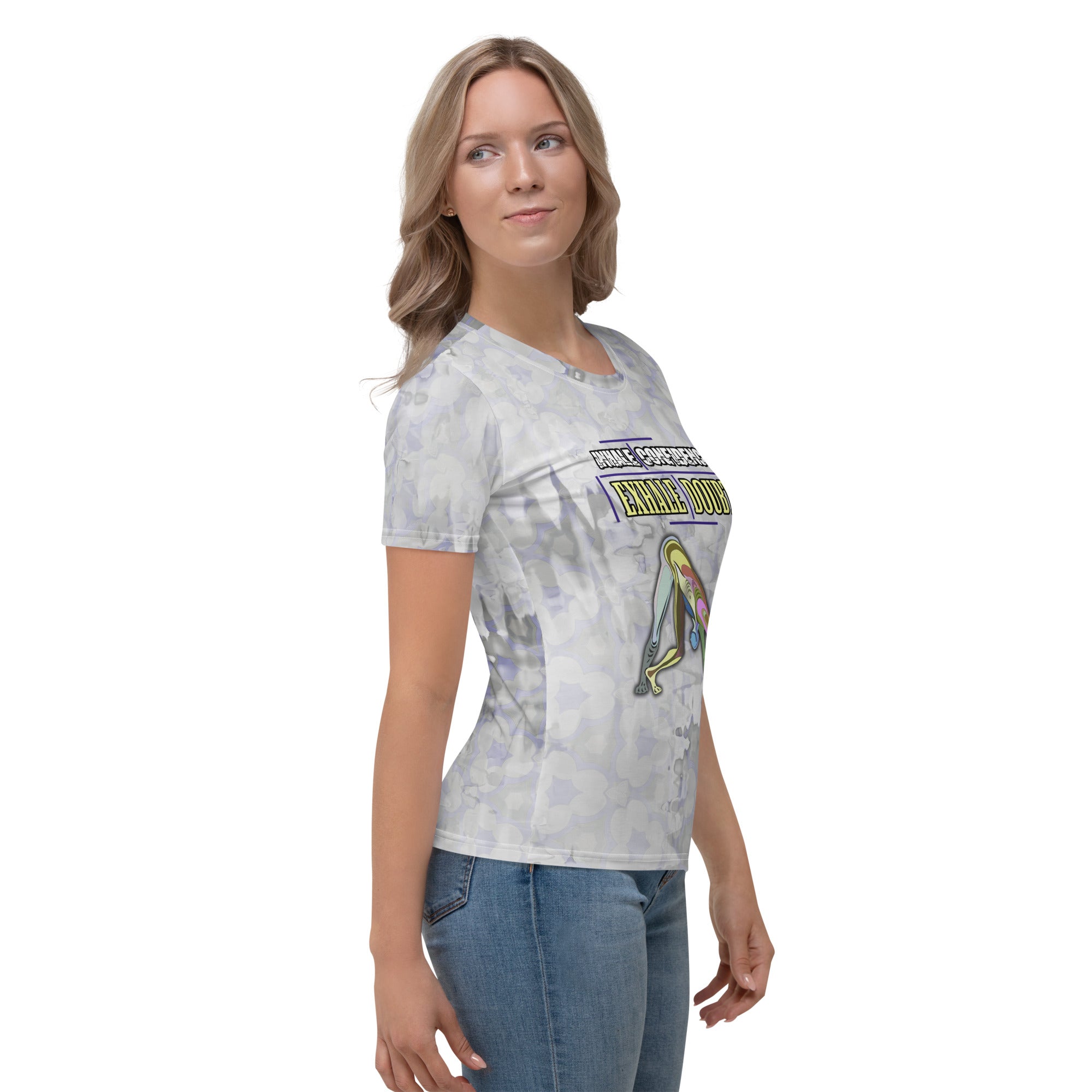 Stylish women's crew neck with Boat Pose for fitness and fashion enthusiasts.