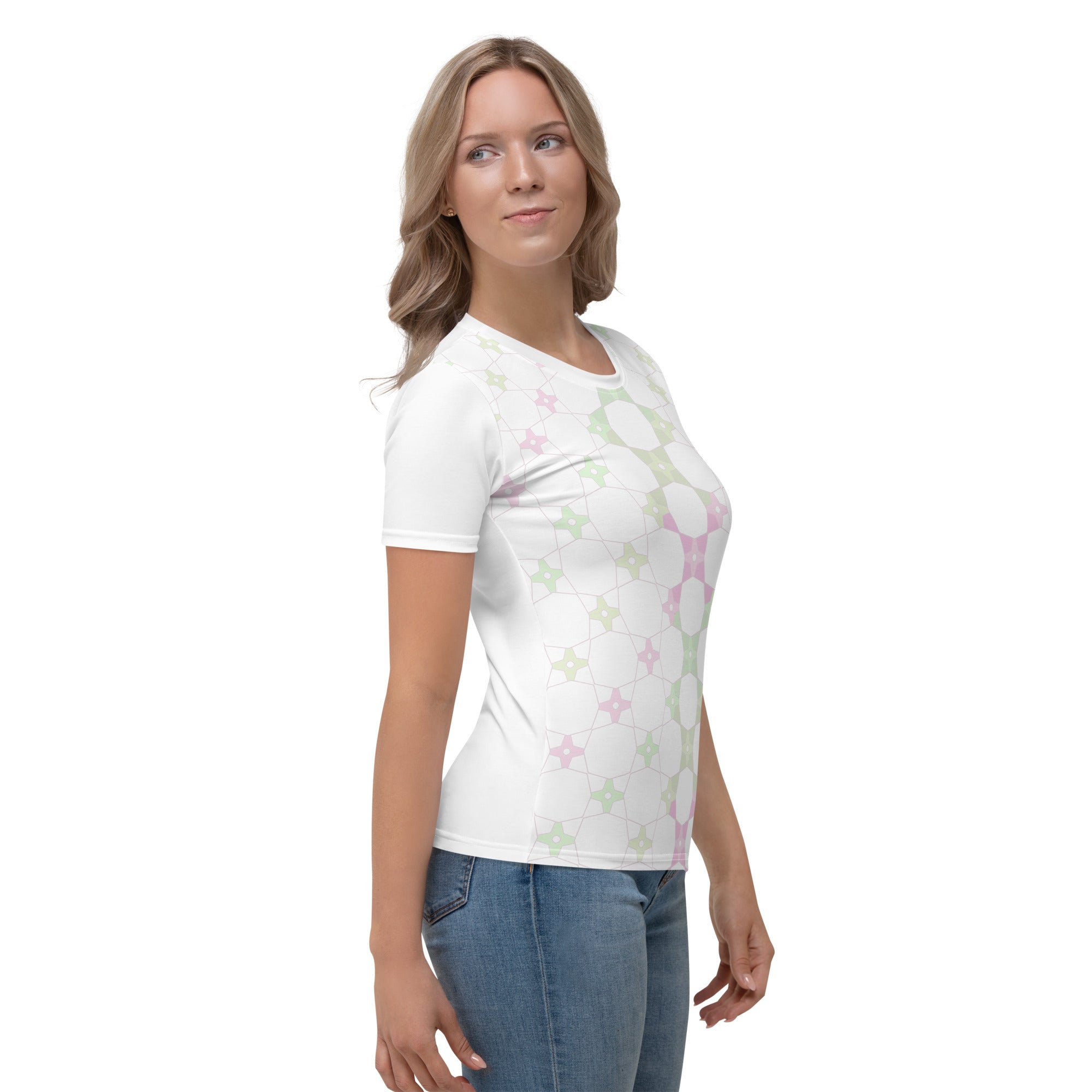 Vibrant watercolor pattern women's crewneck t-shirt