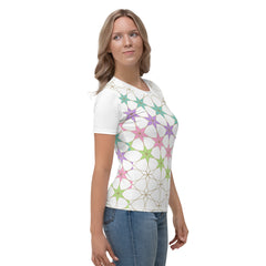 Model wearing Cosmic Energy Crewneck Tee for Women