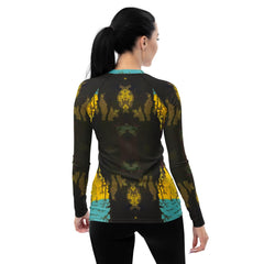 Close-up of NS-873 women's rash guard fabric and stitching