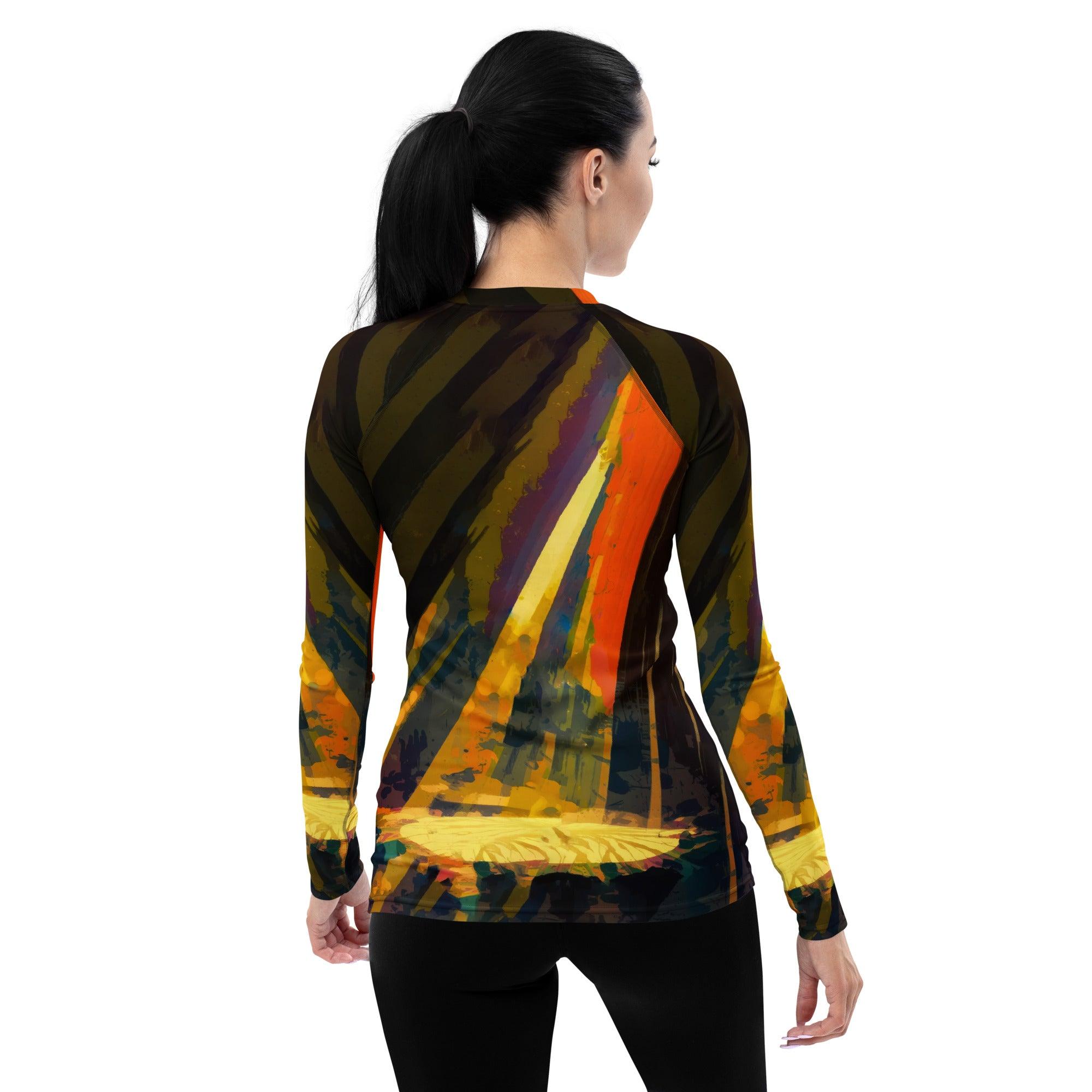 Close-up of NS-969 Women's Rash Guard fabric texture for durability.