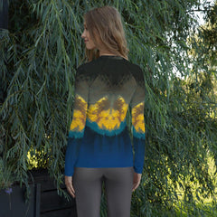 Rear view of SurArt 66 Rash Guard, highlighting the design and fit on a beach background