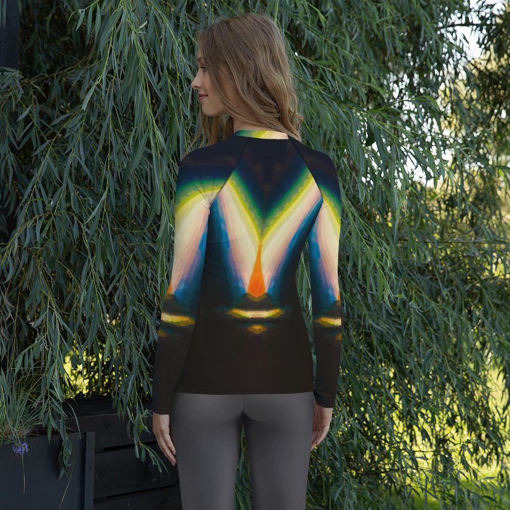 Back view of SurArt 69 Rash Guard, showcasing its elegant design and fit