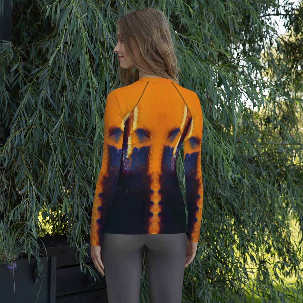 Back view of SurArt 79 Women's Rash Guard highlighting the design and sun protection