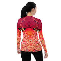 Sunset Surfer All-Over Print Women's Rash Guard Chase The Coastal Magic - Beyond T-shirts