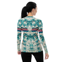 Tropical Swells All-Over Print Women's Rash Guard Embrace The Tropical Waves - Beyond T-shirts