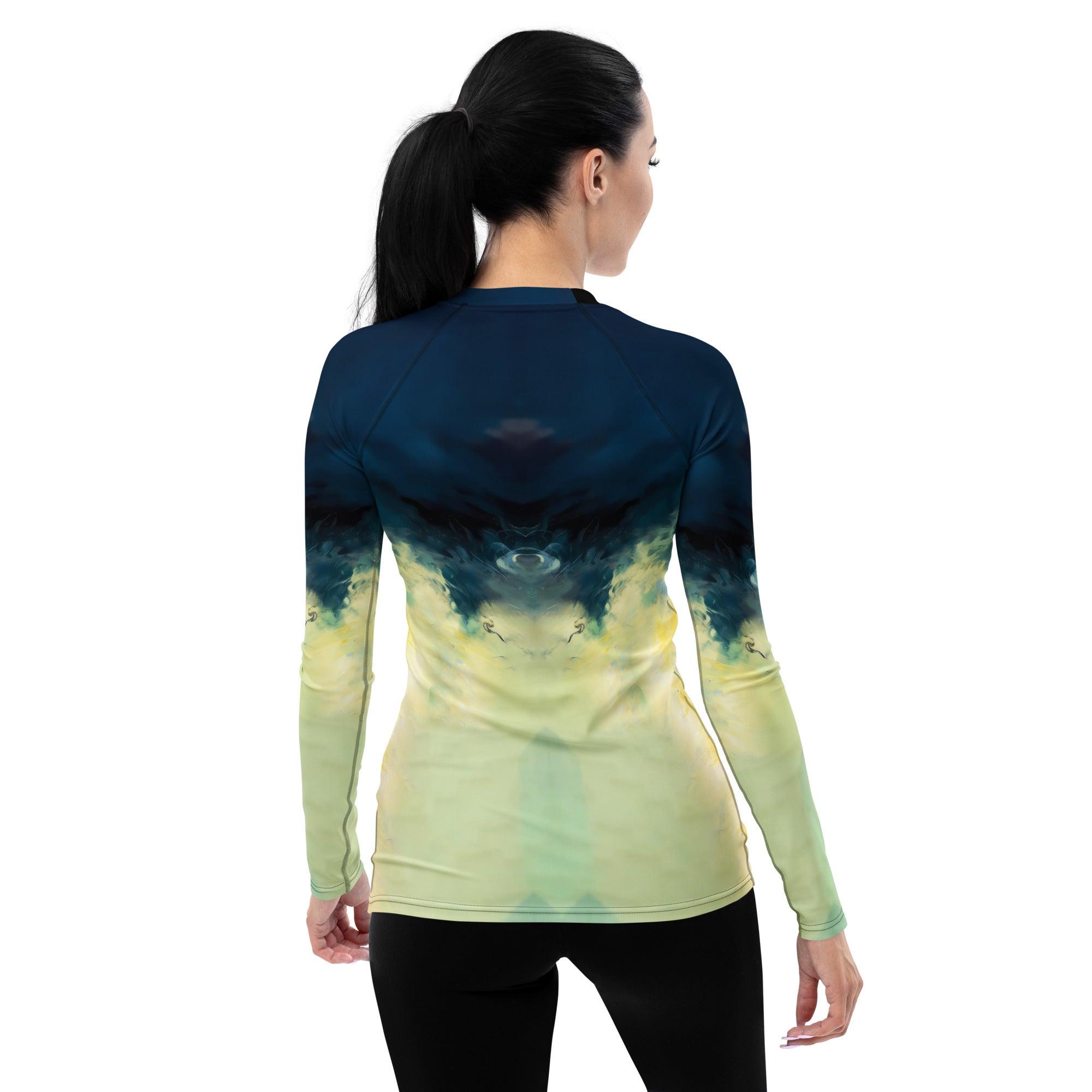 Eerie Moonlit Beach All Over Print Women's Rash Guard Embrace Halloween Nights - Beyond T-shirts