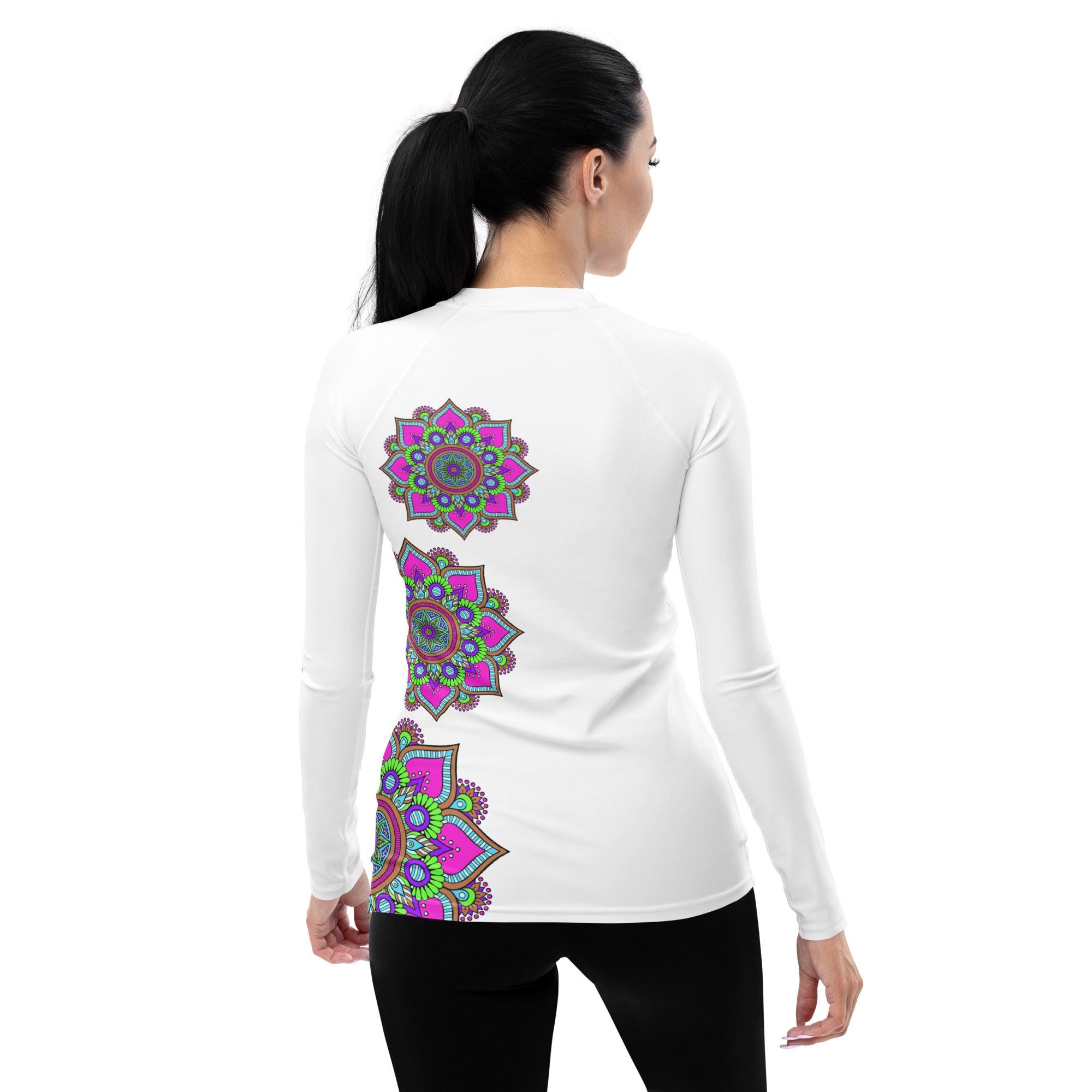 Radiant Sunburst Mandala Women's Rash Guard - Beyond T-shirts