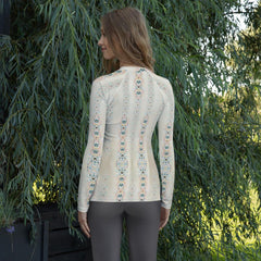 Elegance in Abstraction: All-Over Women's Rash Guard - Beyond T-shirts