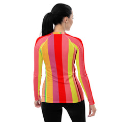 Neon Dreams Colorful Stripe All-Over Print Women's Rash Guard