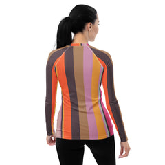 Cosmic Carnival Colorful Stripe All-Over Print Women's Rash Guard