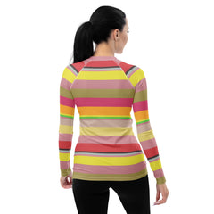 Paradise Palette Colorful Stripe All-Over Print Women's Rash Guard