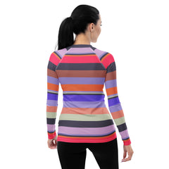 Carnival Confetti Colorful Stripe All-Over Print Women's Rash Guard