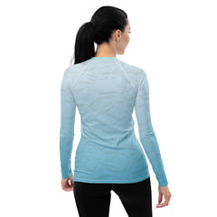 UV protective rash guard with sunset silhouette for surfing