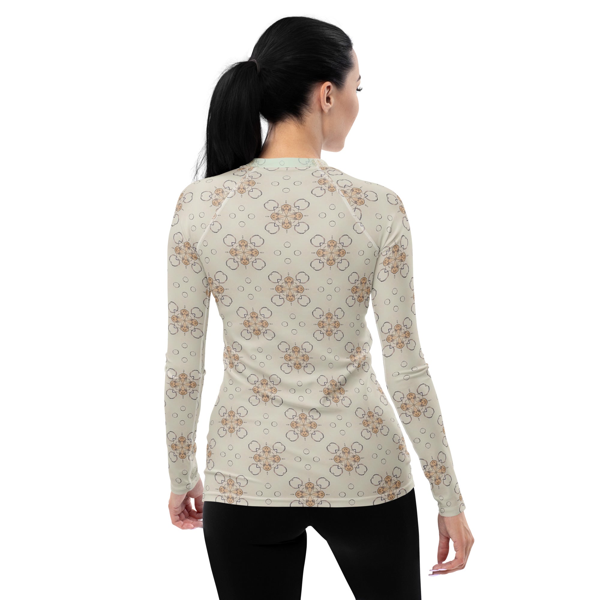 Women's Rash Guard - back view with psychedelic design