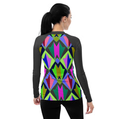 Close-up of Ethereal Harmony Rash Guard's durable and protective fabric