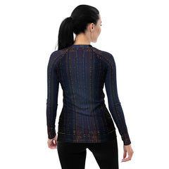 Floral Fantasy All-Over Print Women's Rash Guard back view.