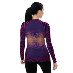 Floral Symphony All-Over Print Women's Rash Guard back view.