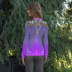 Serene Sunset All-Over Print Women's Rash Guard pattern close-up.