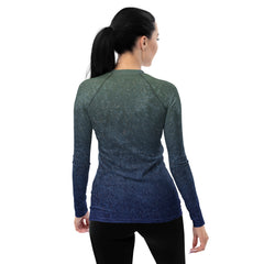 Urban Jungle All-Over Print Women's Rash Guard back view.