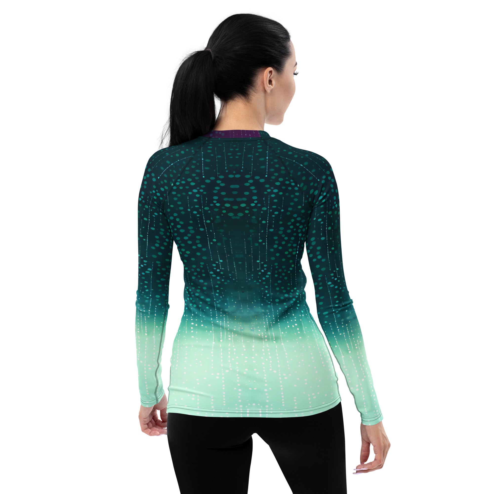 Wild Wonder All-Over Print Women's Rash Guard back view.