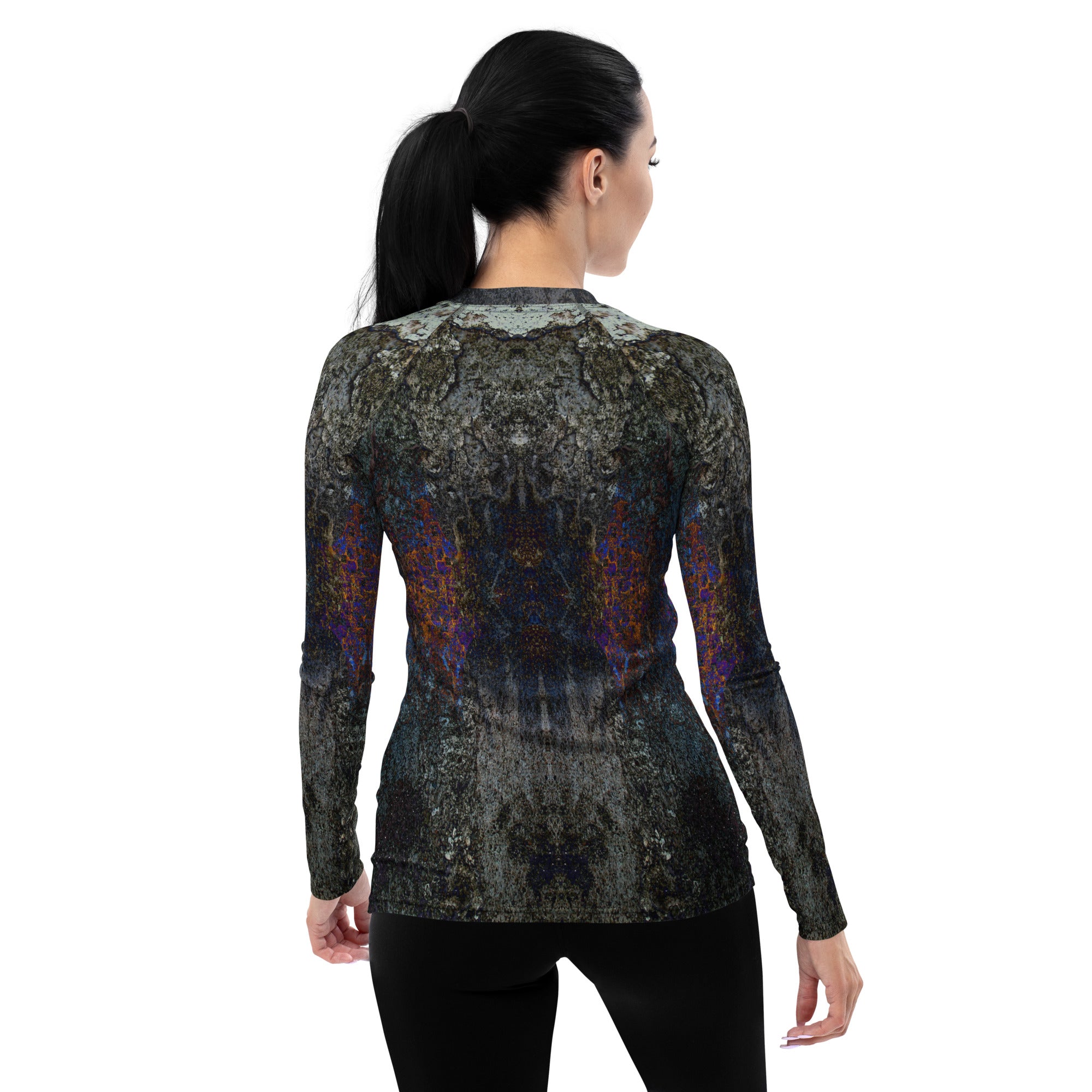 Galactic Dreams All-Over Print Women's Rash Guard back view.