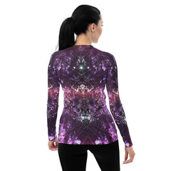 Retro Wave All-Over Print Women's Rash Guard back view.