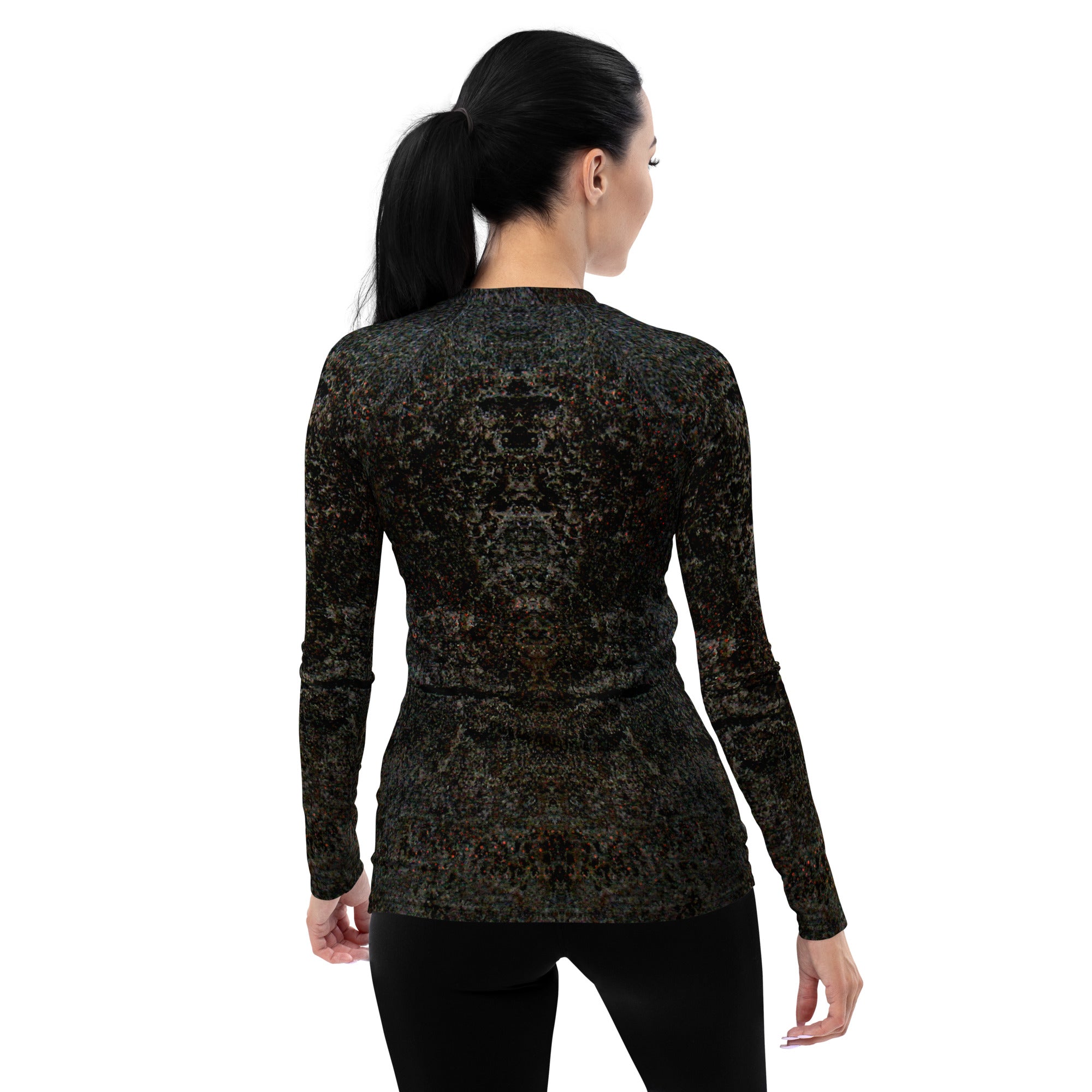 Stylish women's rash guard with mosaic design