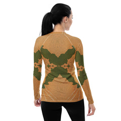 Women's rash guard in Bohemian Rhapsody style, perfect for water sports.