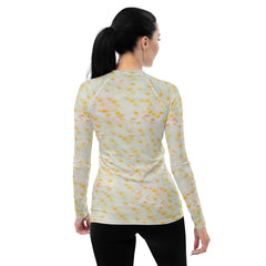 Feline Fancy Kirigami Women's Rash Guard back view.