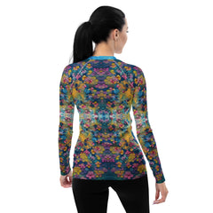 Kirigami Lotus Serenity Women's Rash Guard back view.