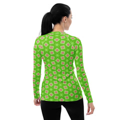 Close-up of Tribal Fusion pattern on women's rash guard