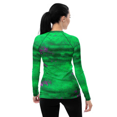 Stylish mud splatter women's rash guard for outdoor activities.