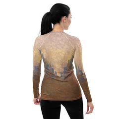 Close-up of Cat Print on Women's Rash Guard