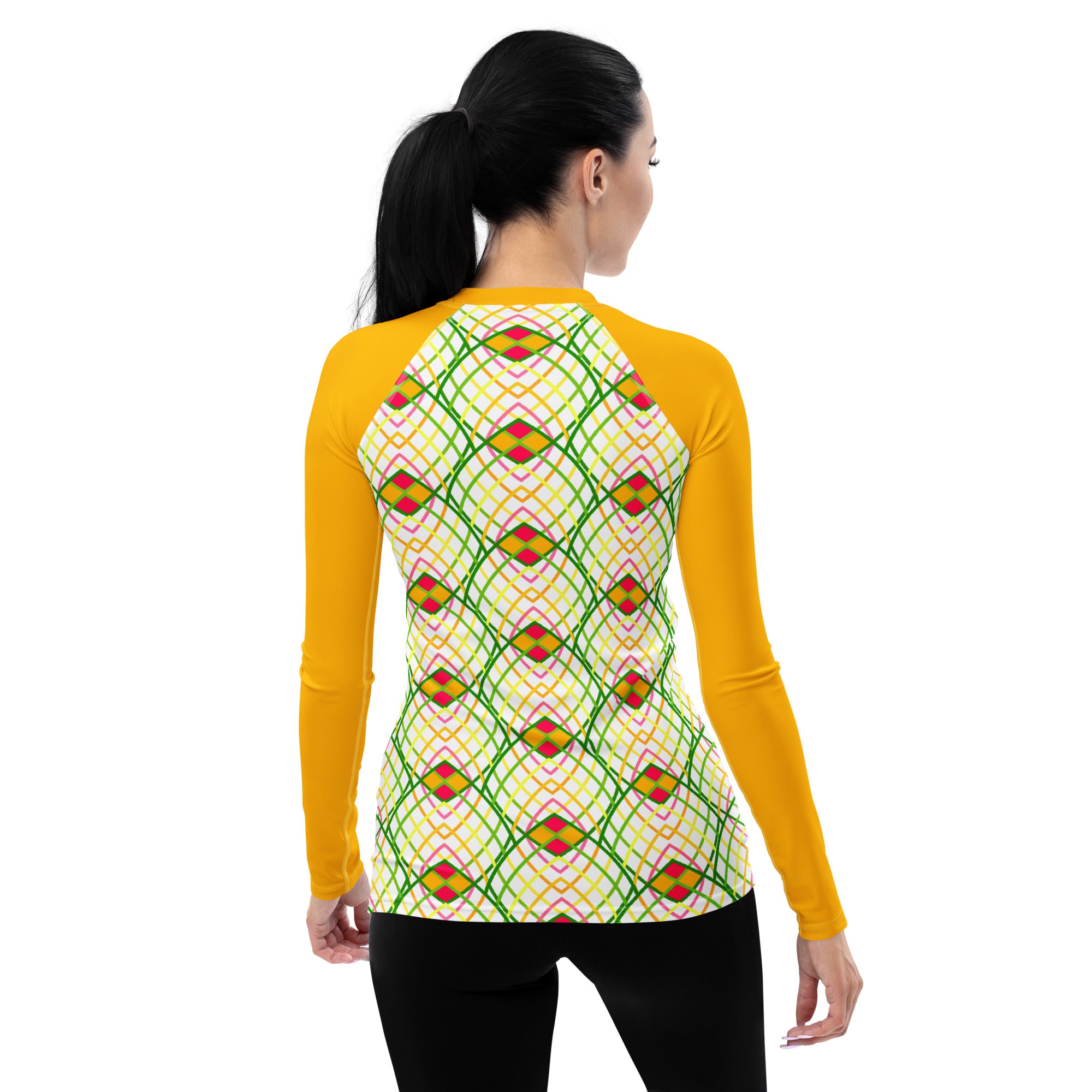 Stylish geometric waves rash guard for women