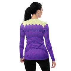 Stylish Tree Pose design on women’s rash guard.