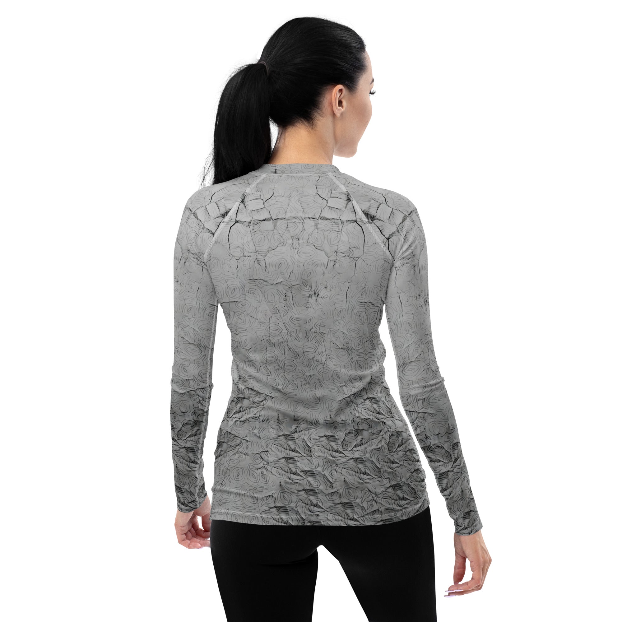 Durable Side Plank Pose women's rash guard for fitness.