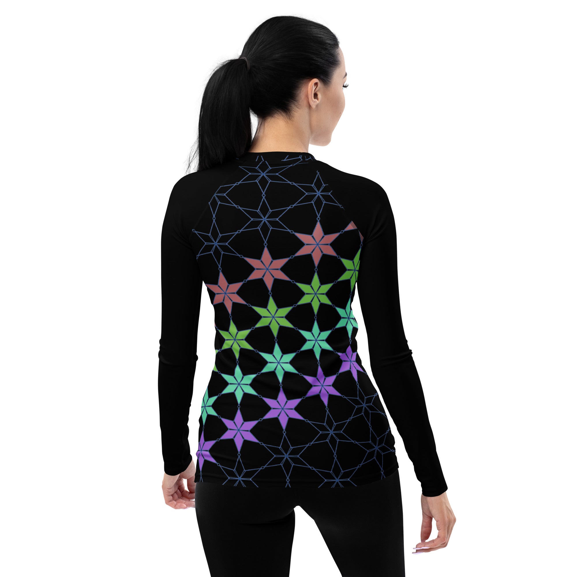 Geometric Bliss Women's Rash Guard back view