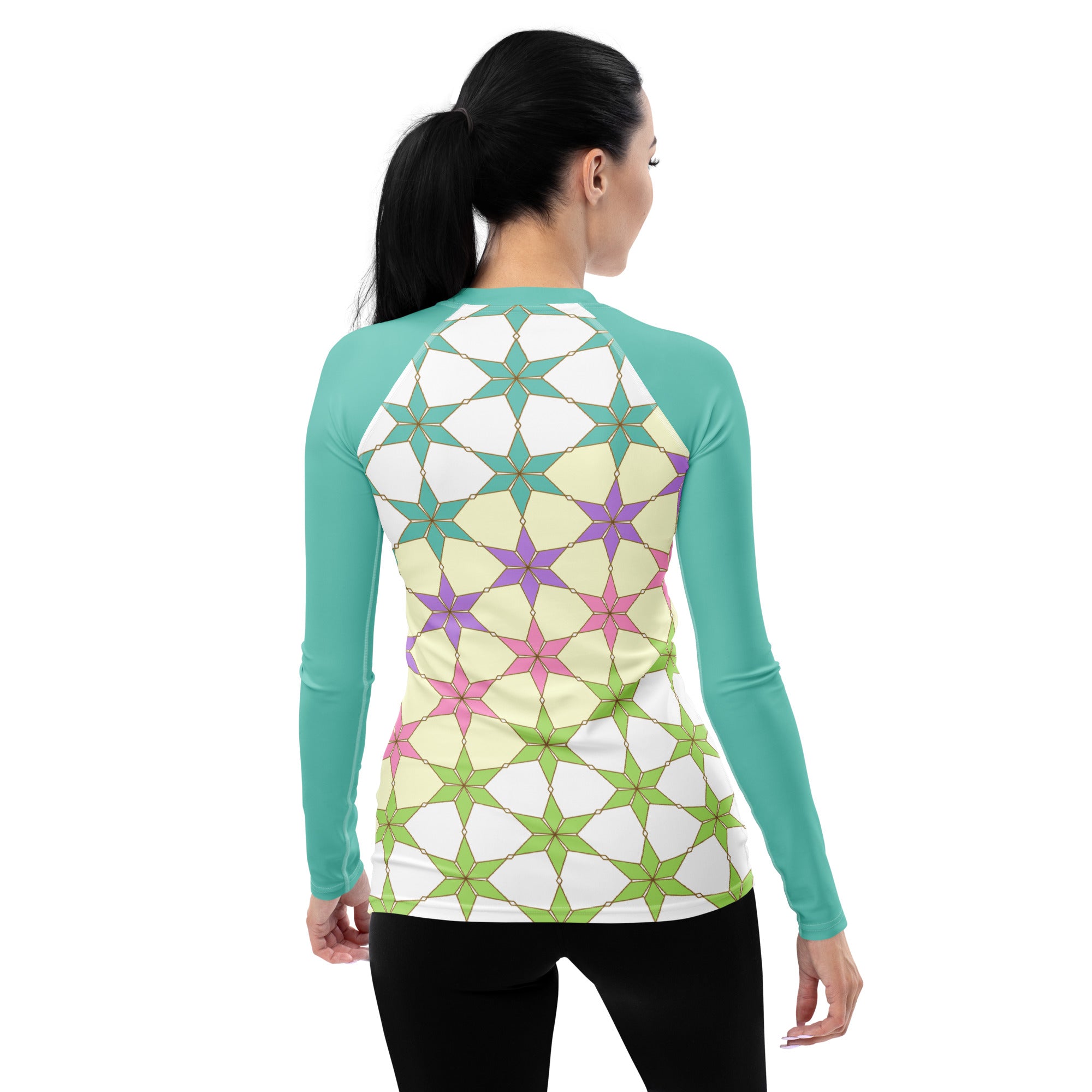 Women's Rash Guard with Mandala Design - Side View