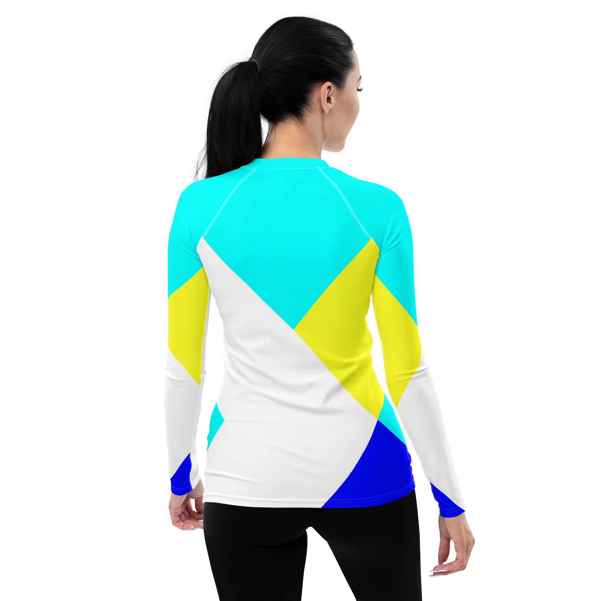 Stylish women's rash guard for activewear.