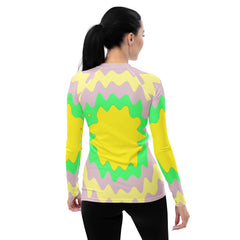 Women's rash guard with UV protection and soft fabric.