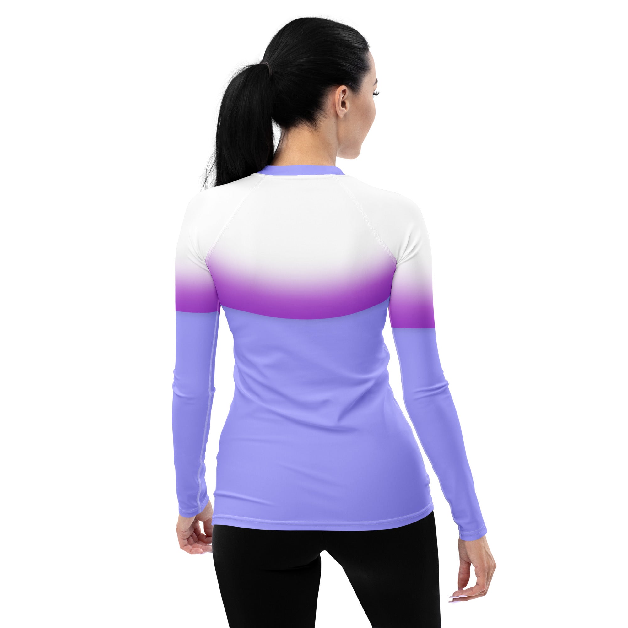 Back view of Whispering Willow women's rash guard.