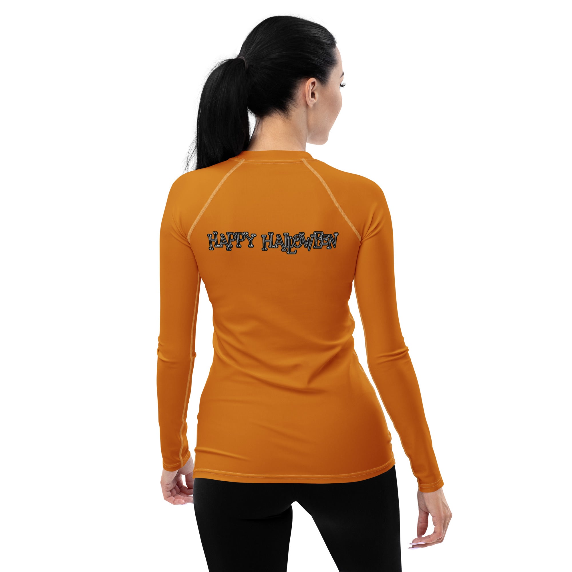 Halloween-themed Women's Rash Guard with skeleton design
