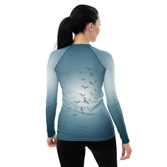 Women's rash guard with spooky Halloween theme
