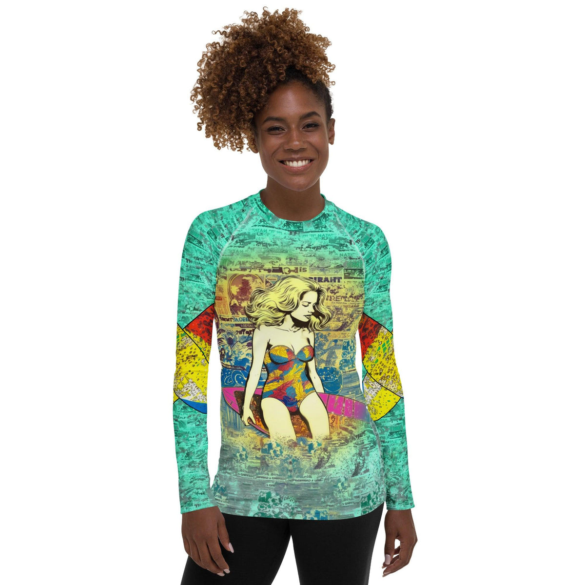 Surfing 1 23 Women's Rash Guard with UV protection for stylish surf sessions.