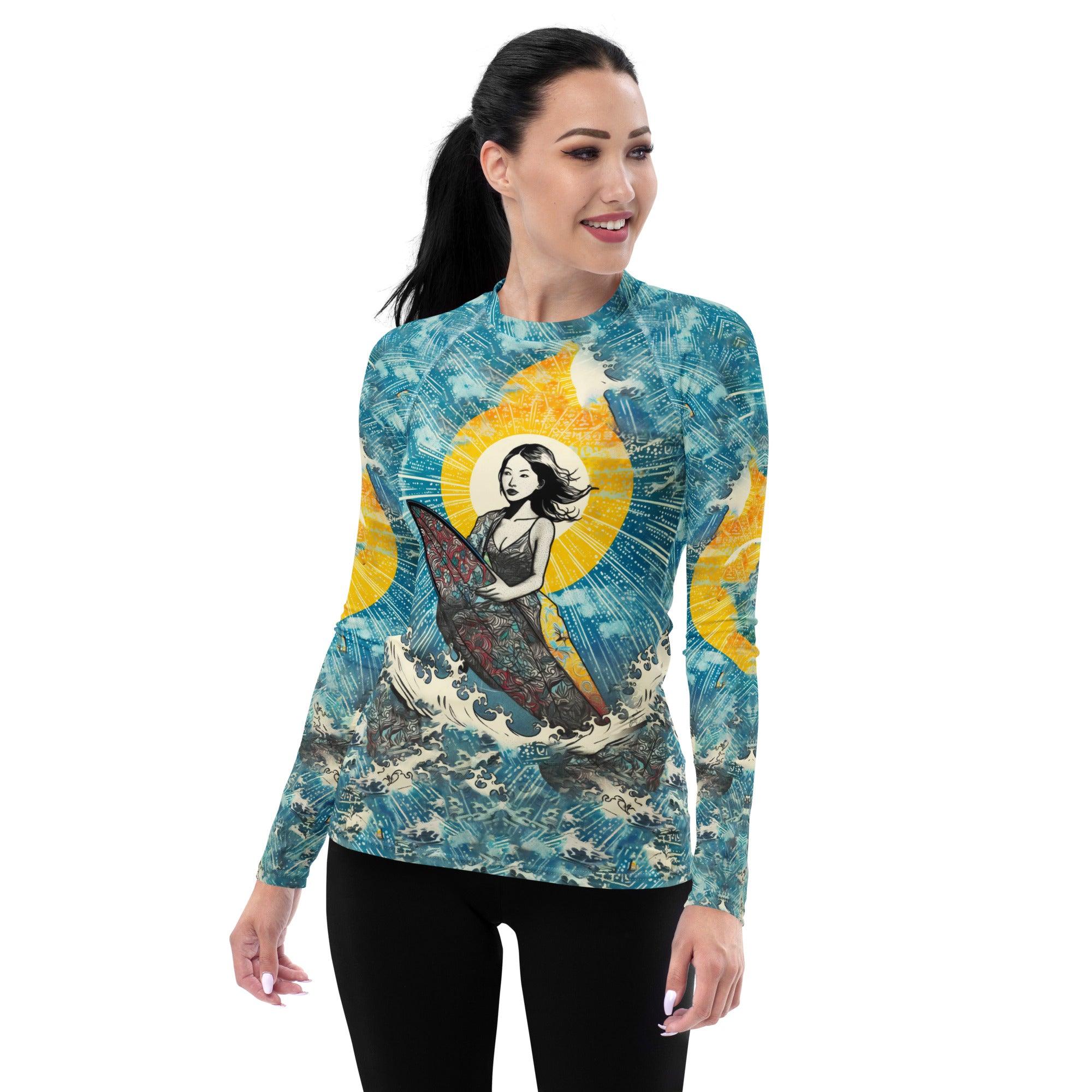 Surf-inspired Surfing 1 40 Women's Rash Guard, offering sleek design and optimal protection.