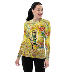 Elegant Surfing 1 25 Women's Rash Guard with superior UV protection for surf lovers.