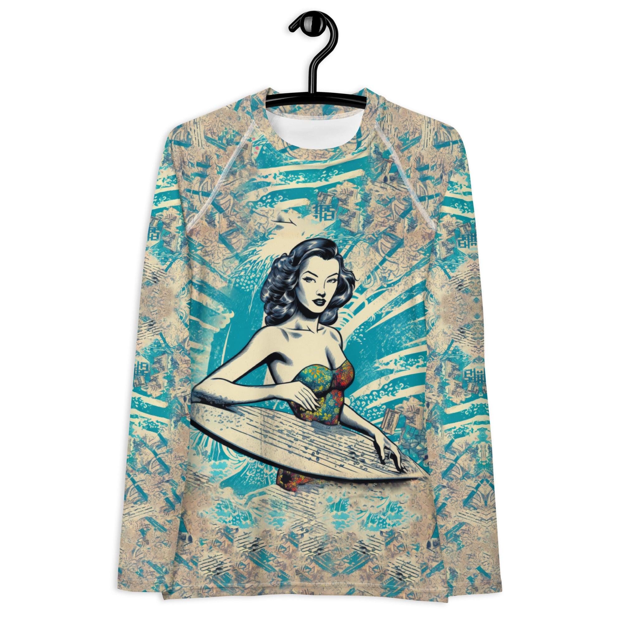 Sophisticated Surfing 1 44 Women's Rash Guard with optimal UV protection for stylish surfers.